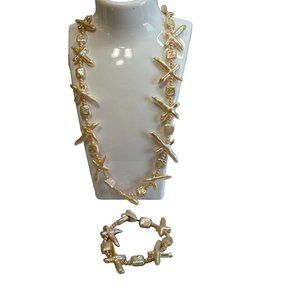 Pink Freshwater Pearl Nautical Fetish Fun Necklace and Bracelet